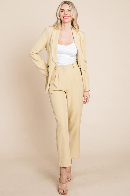 Single Breasted Blazer & High Waisted Pants Set