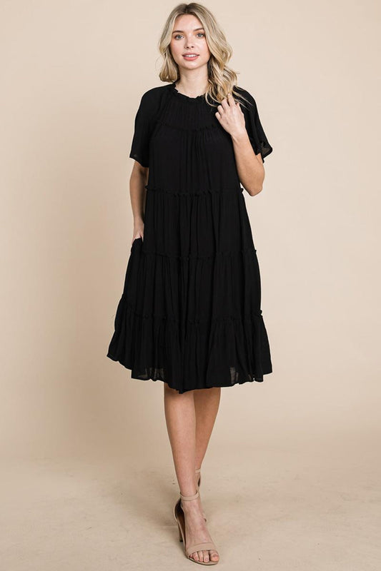 Tiered Babydoll Dress With Pockets