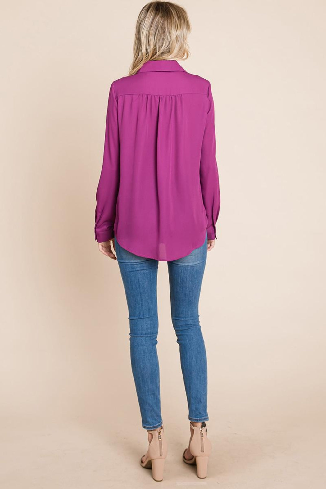 V Neck Collared Pocket Detail Blouse Shirts