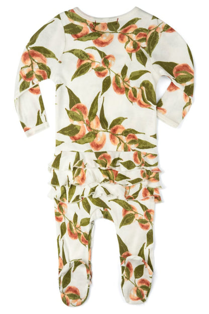 Bamboo RUFFLE  BOTTOM Zip Footed Romper