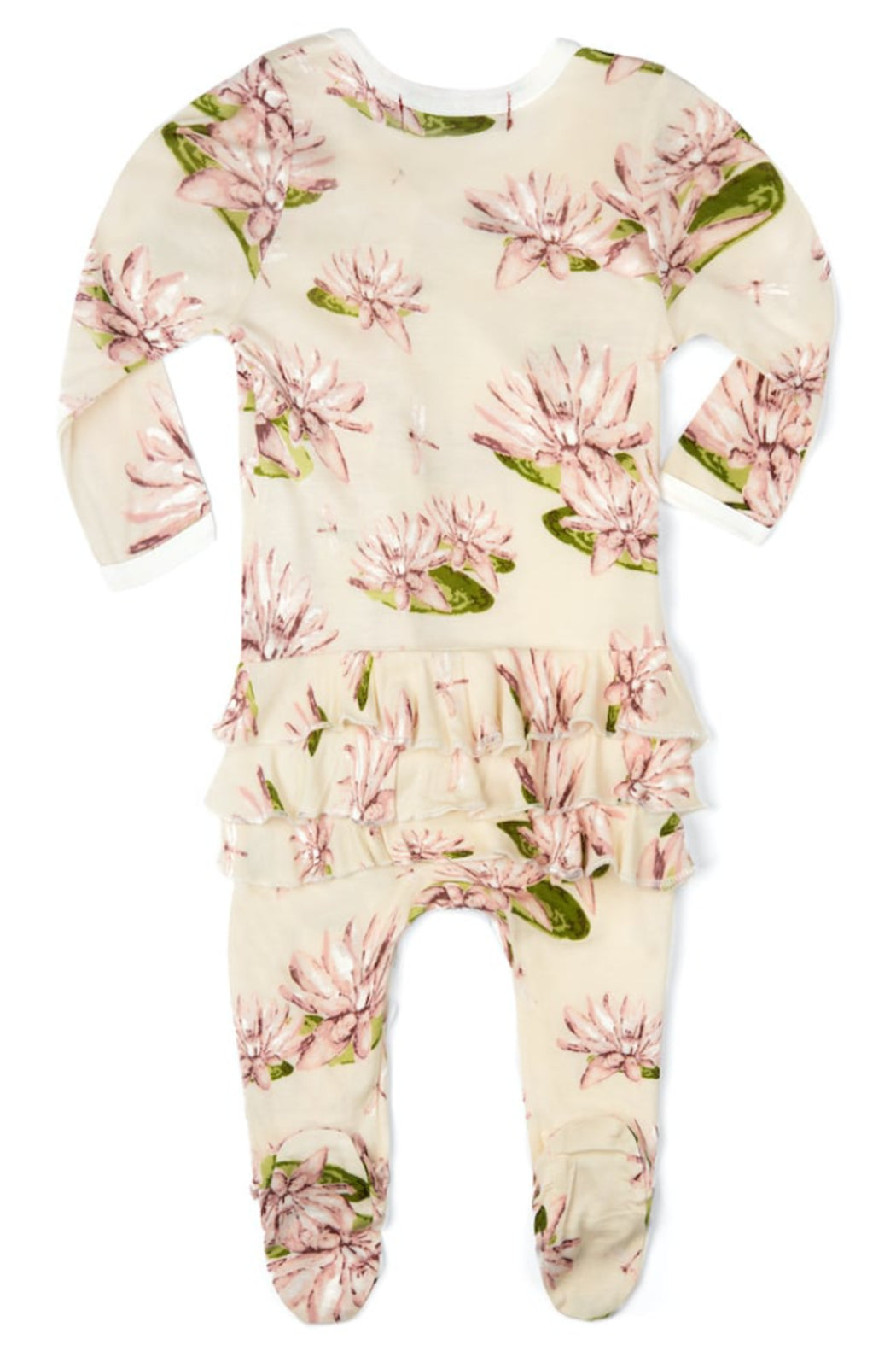 Bamboo RUFFLE  BOTTOM Zip Footed Romper