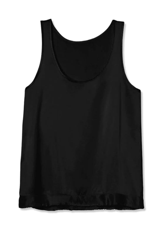 WILLOW SATIN TANK WITH RUFFLES