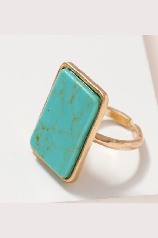 Semi Precious Rectangle Stone Ring
