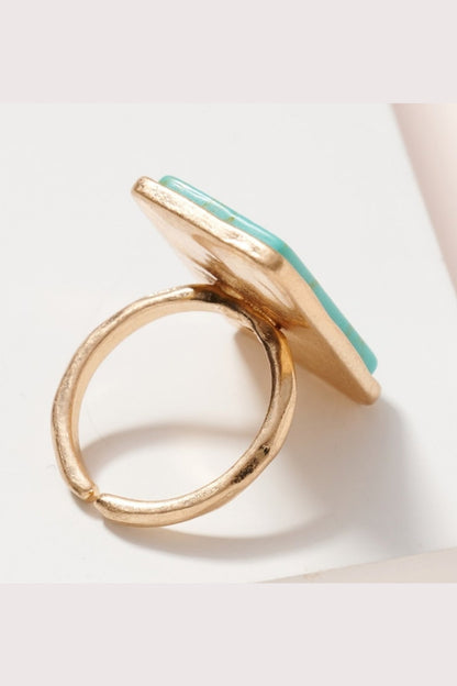Semi Precious Rectangle Stone Ring