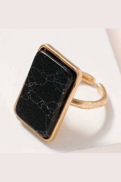 Semi Precious Rectangle Stone Ring