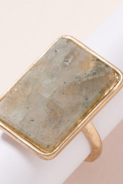Semi Precious Rectangle Stone Ring