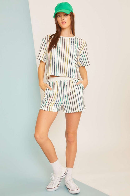 Sequin Det Knit Short