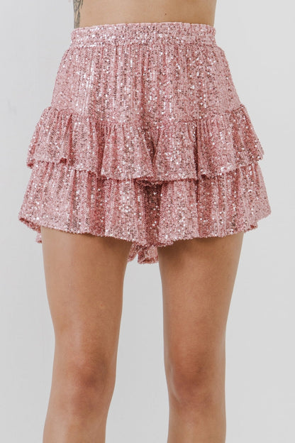 Sequin Ruffle Short