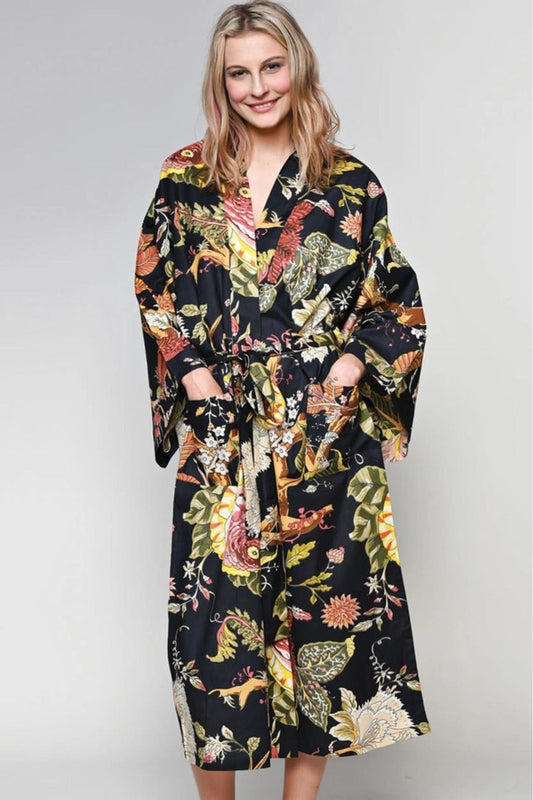 Black & Yellow Floral Robes