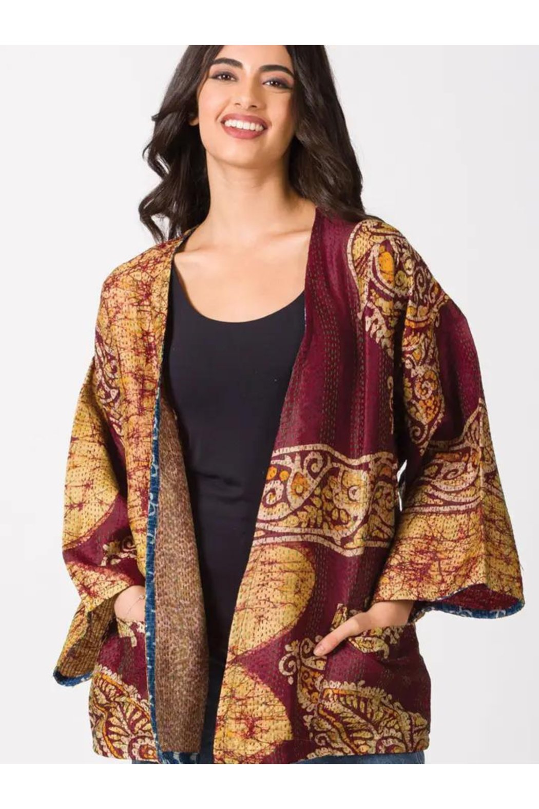 Silk Sari Kantha Kimono