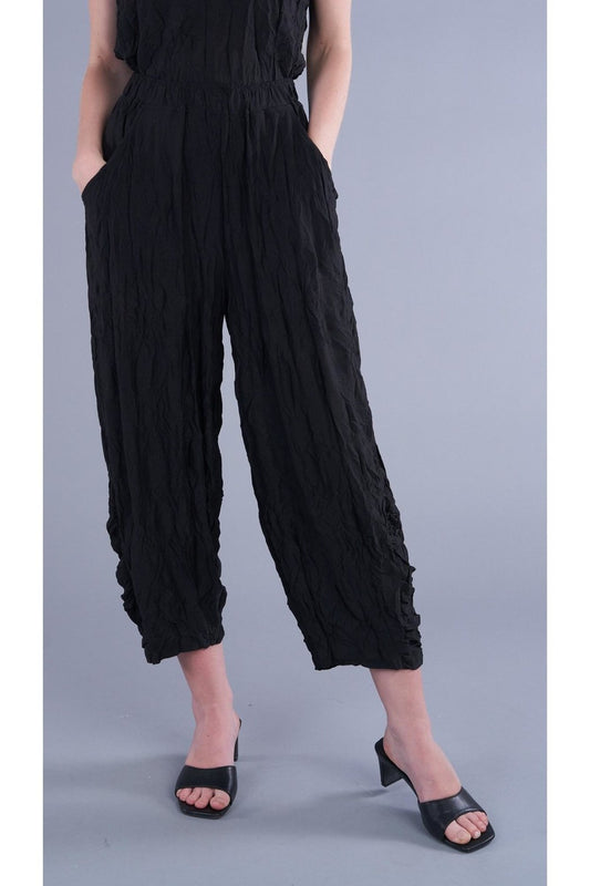 Black Crinkle Taper Pant