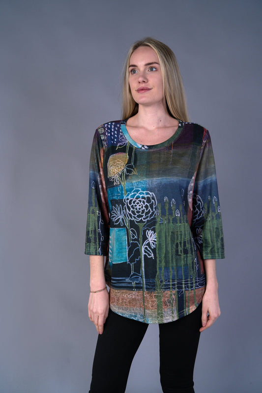Olive Floral Top