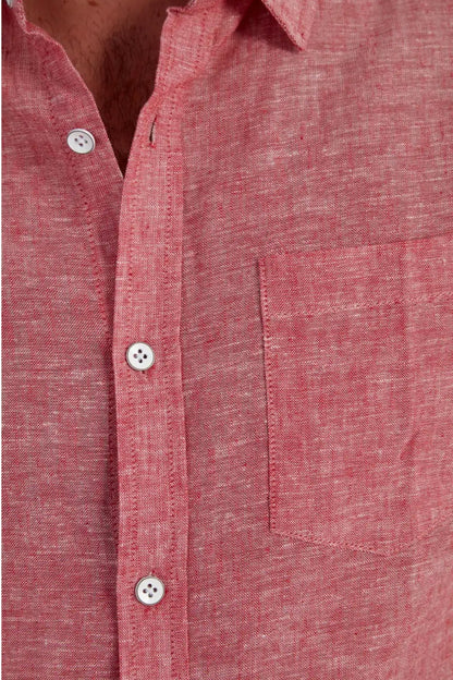 Short Sleeve Solid Linen Shirt