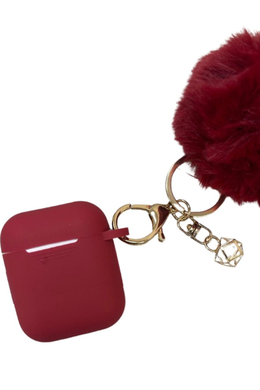 Silicone Protective Skin for AirPod Case With Fur Keychain