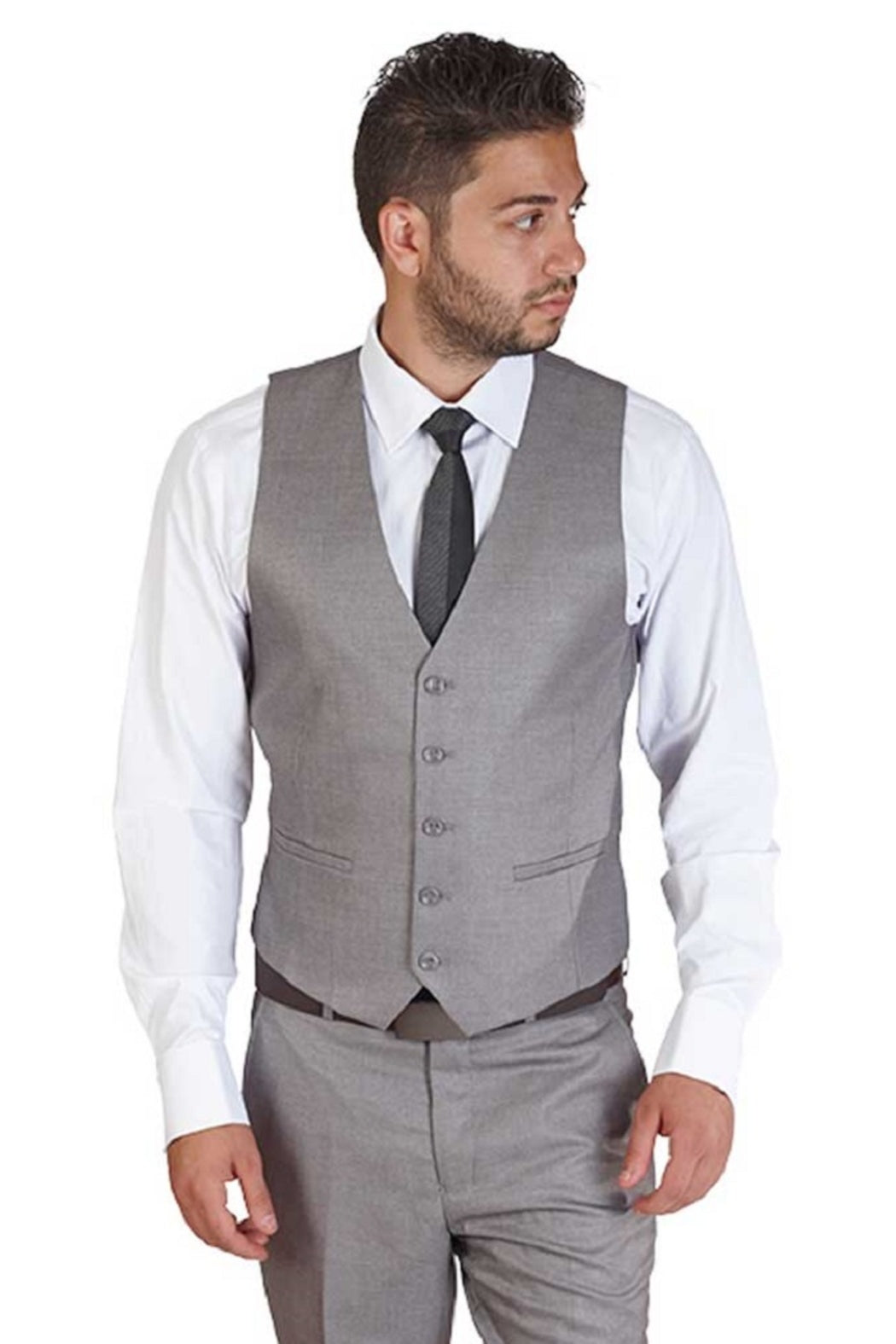 Silver 5 Button Slim Fit Vest