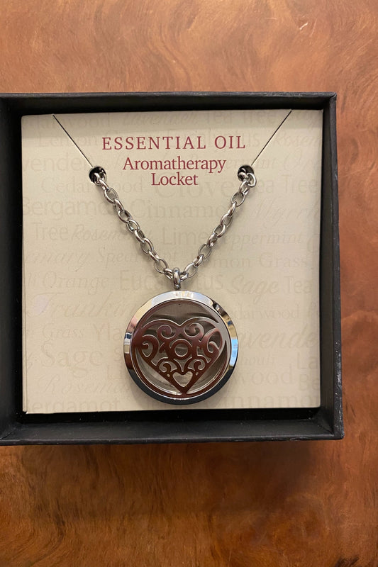 Silver Heart Essential Oil Aromatherapy Locket Necklace