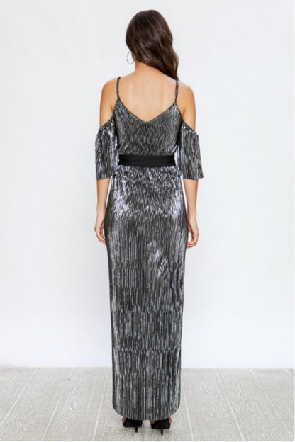 Silver Metallic Cocktail Dress