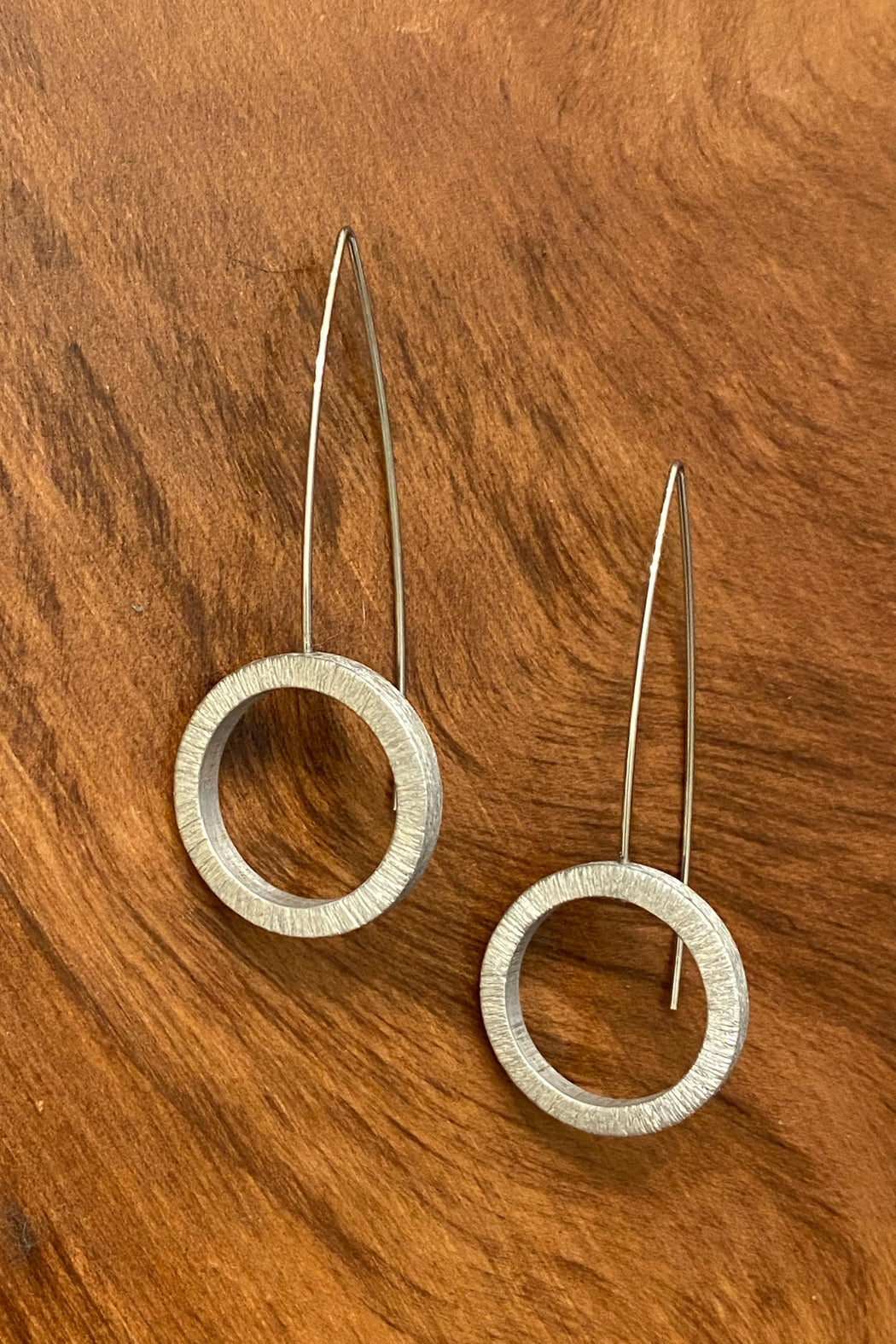 Silvertone Circle Drop Earrings
