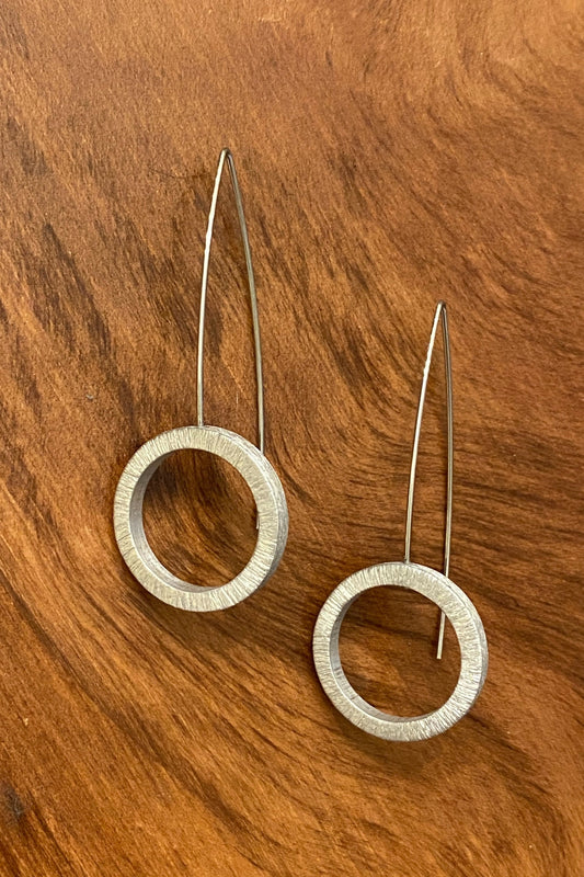 Silvertone Circle Drop Earrings