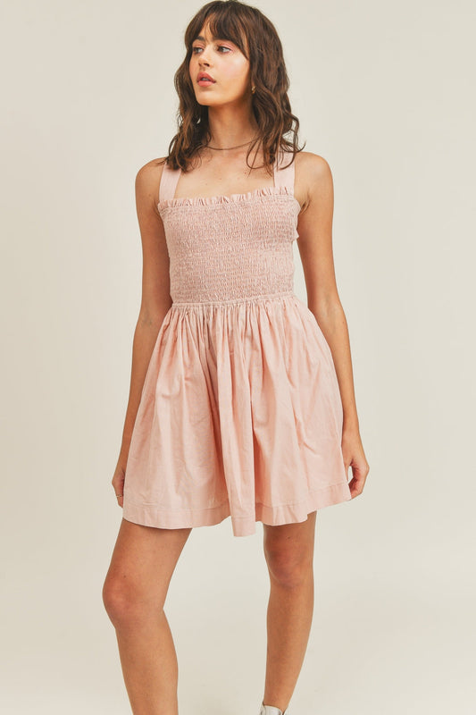 Smocked Cross Back Dress