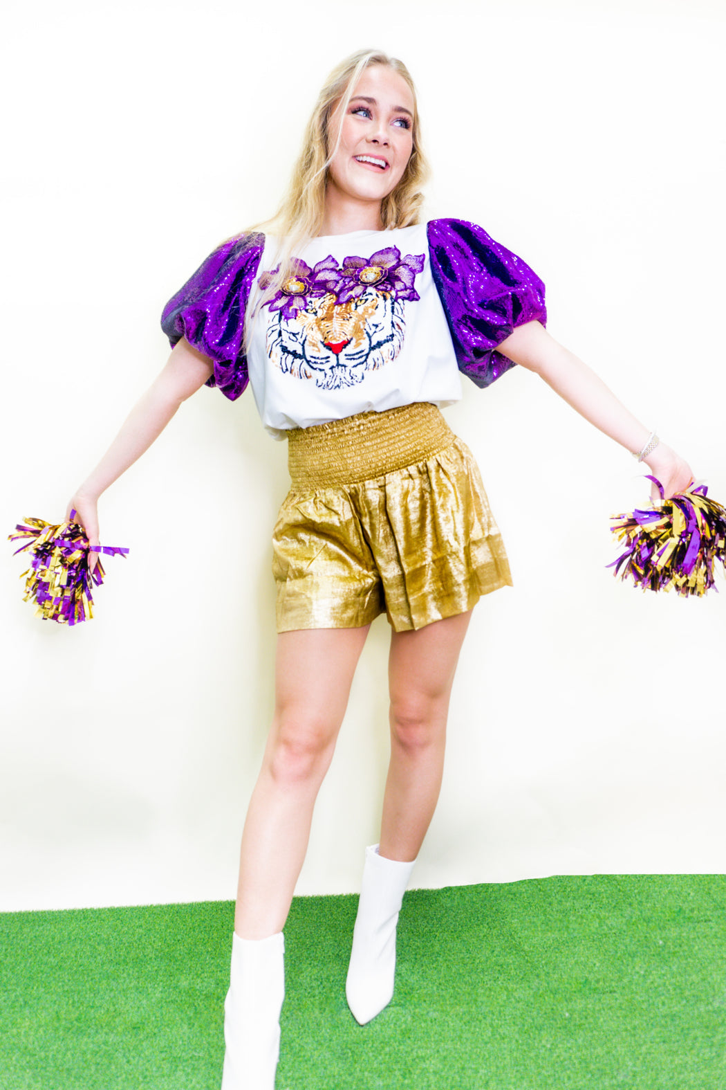 Smocked Metallic Short