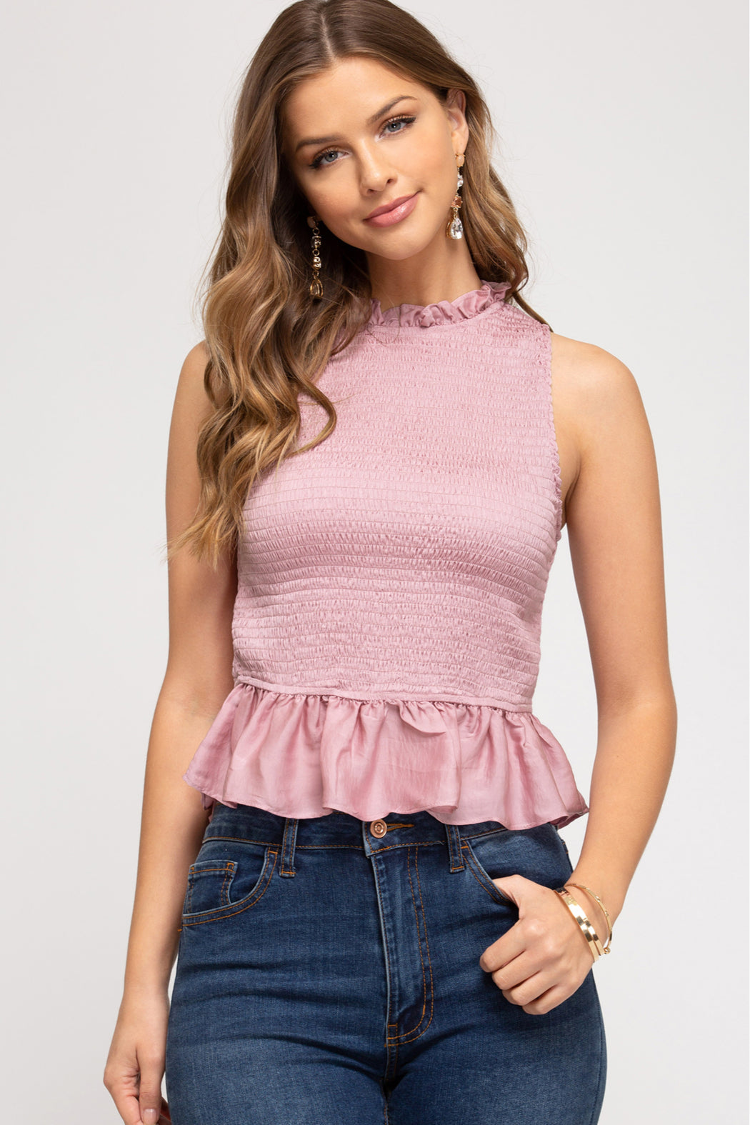 Smocked Peplum Top
