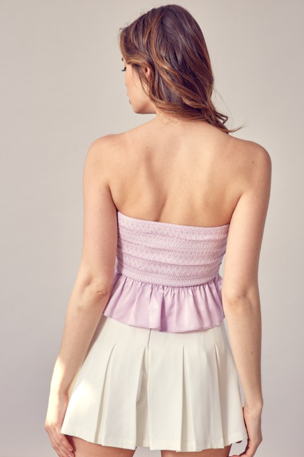 Smocked Peplum Tube Top