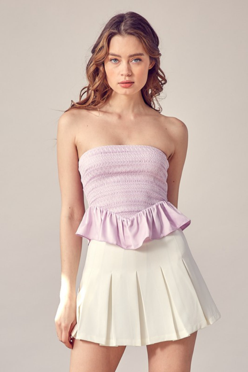 Smocked Peplum Tube Top