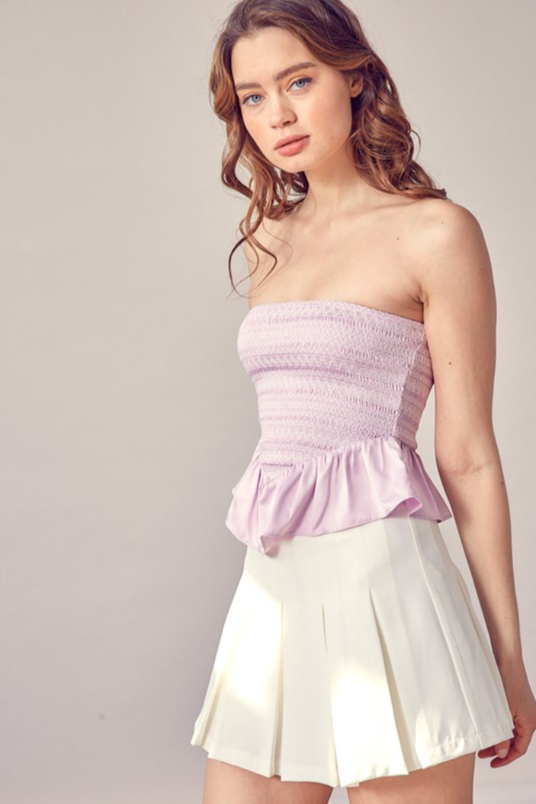 Smocked Peplum Tube Top