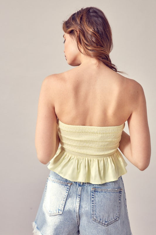 Smocked Peplum Tube Top