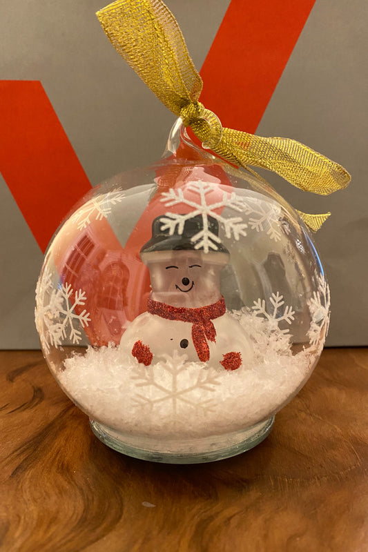 Snowman Glass Light Up Ornament