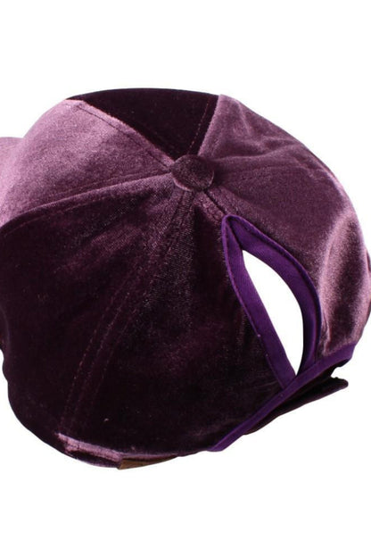 Solid Color Velvet Ponytail Baseball Cap