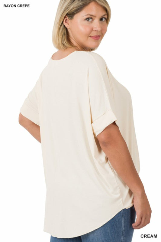 Solid Knit Top with Surplice Top