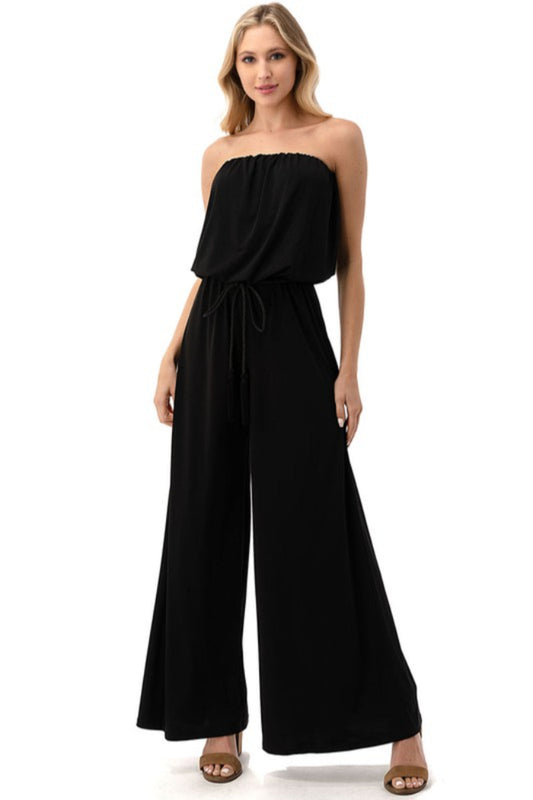 Solid Strapless Jumpsuit