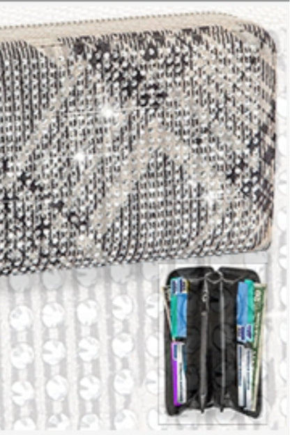 Sparkling Plaid Print Accordion Wallet
