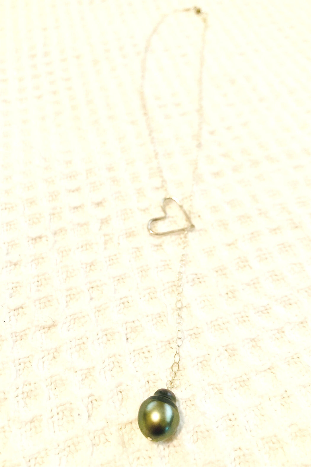 SS Heart Lariat Tahitian Necklace