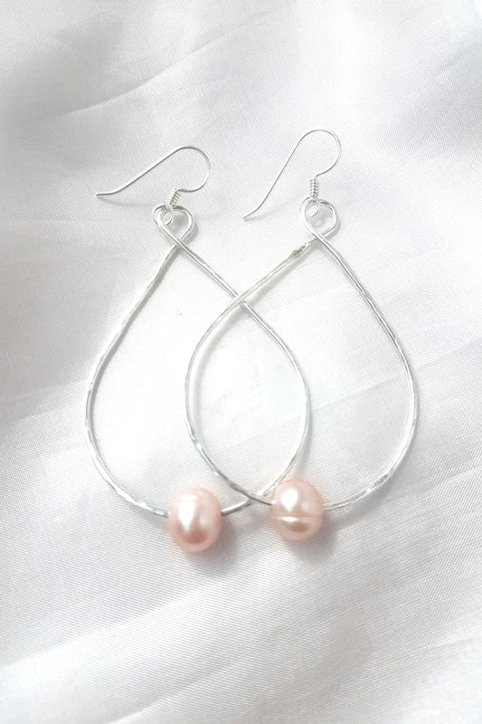 SS Sm Pearl Hoop/Teardrop
