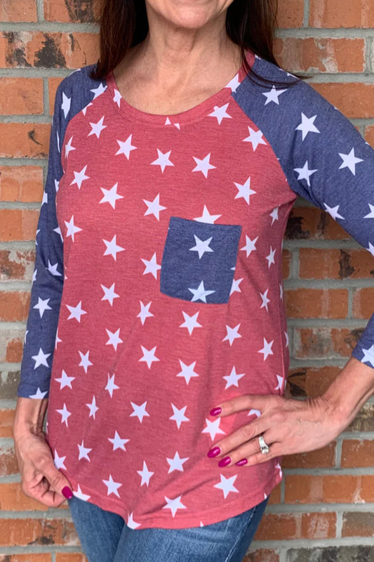 STARS BASEBALL TEE WITH POCKET