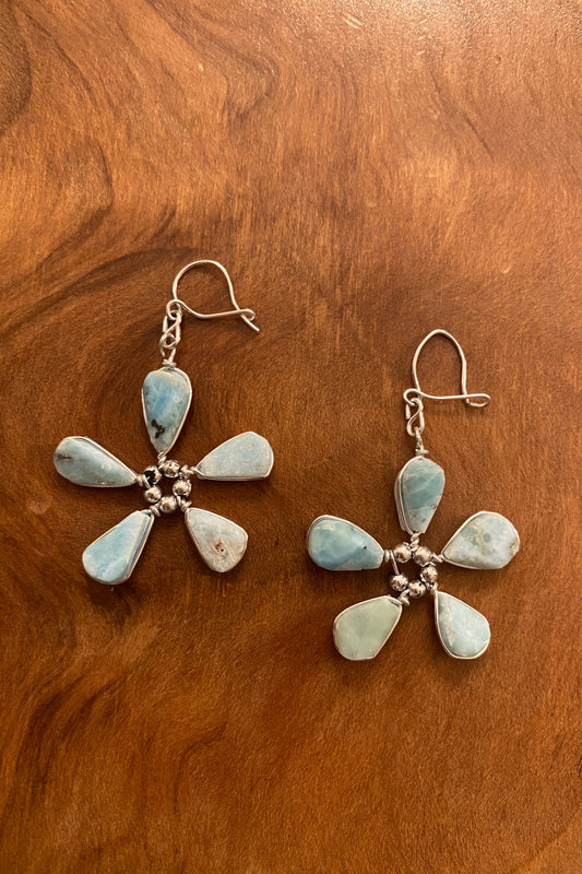 Sterling Silver & Larimar Handmade Earrings