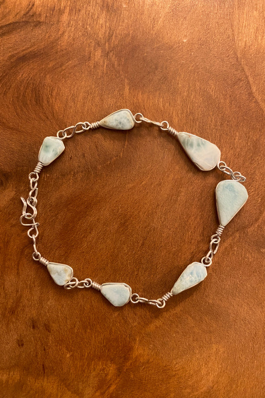 Sterling Silver & Larimar Link Bracelet
