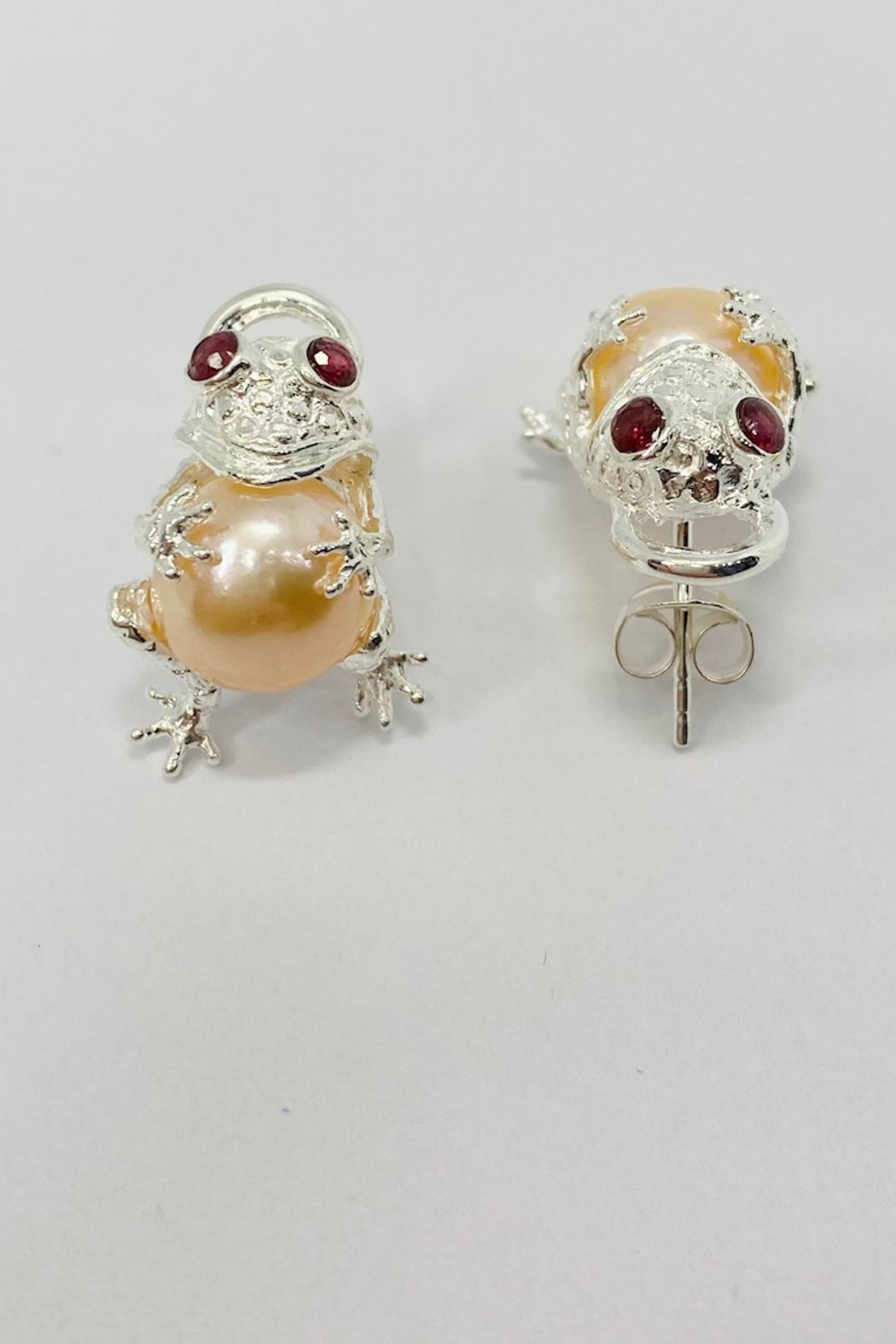 Sterling Silver Rhodolite Garnet Pearl Earrings