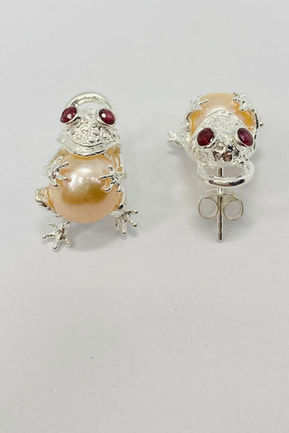Sterling Silver Rhodolite Garnet Pearl Earrings