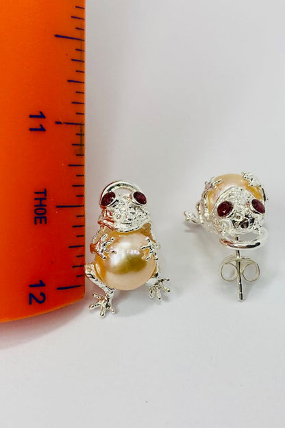 Sterling Silver Rhodolite Garnet Pearl Earrings