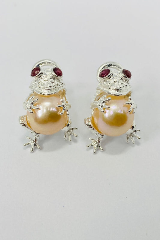 Sterling Silver Rhodolite Garnet Pearl Earrings