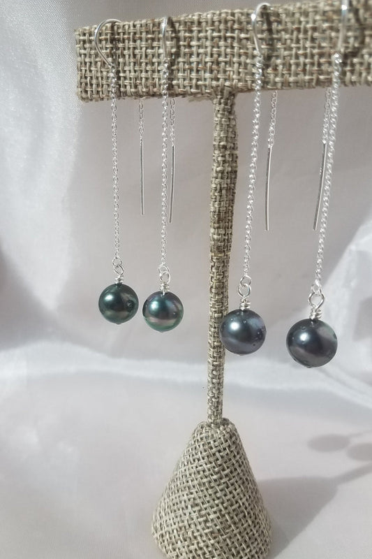 Tahitian Threader Earrings - Sterling Silver