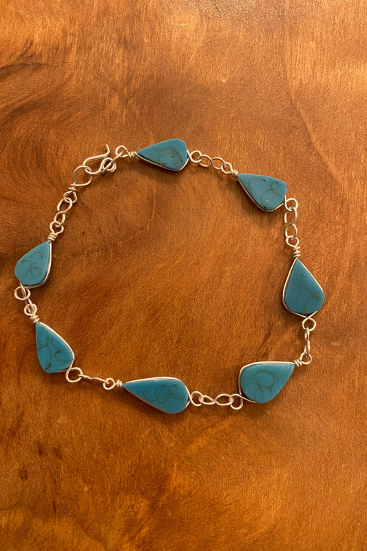 Sterling Silver & Turquoise Link Bracelet
