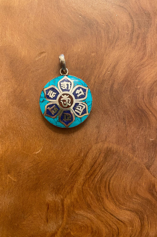 Sterling Silver & Turquoise Om Pendant Necklace