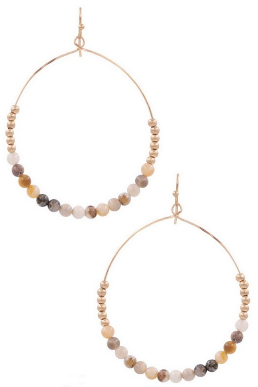Stone Bead Hoop Earrings