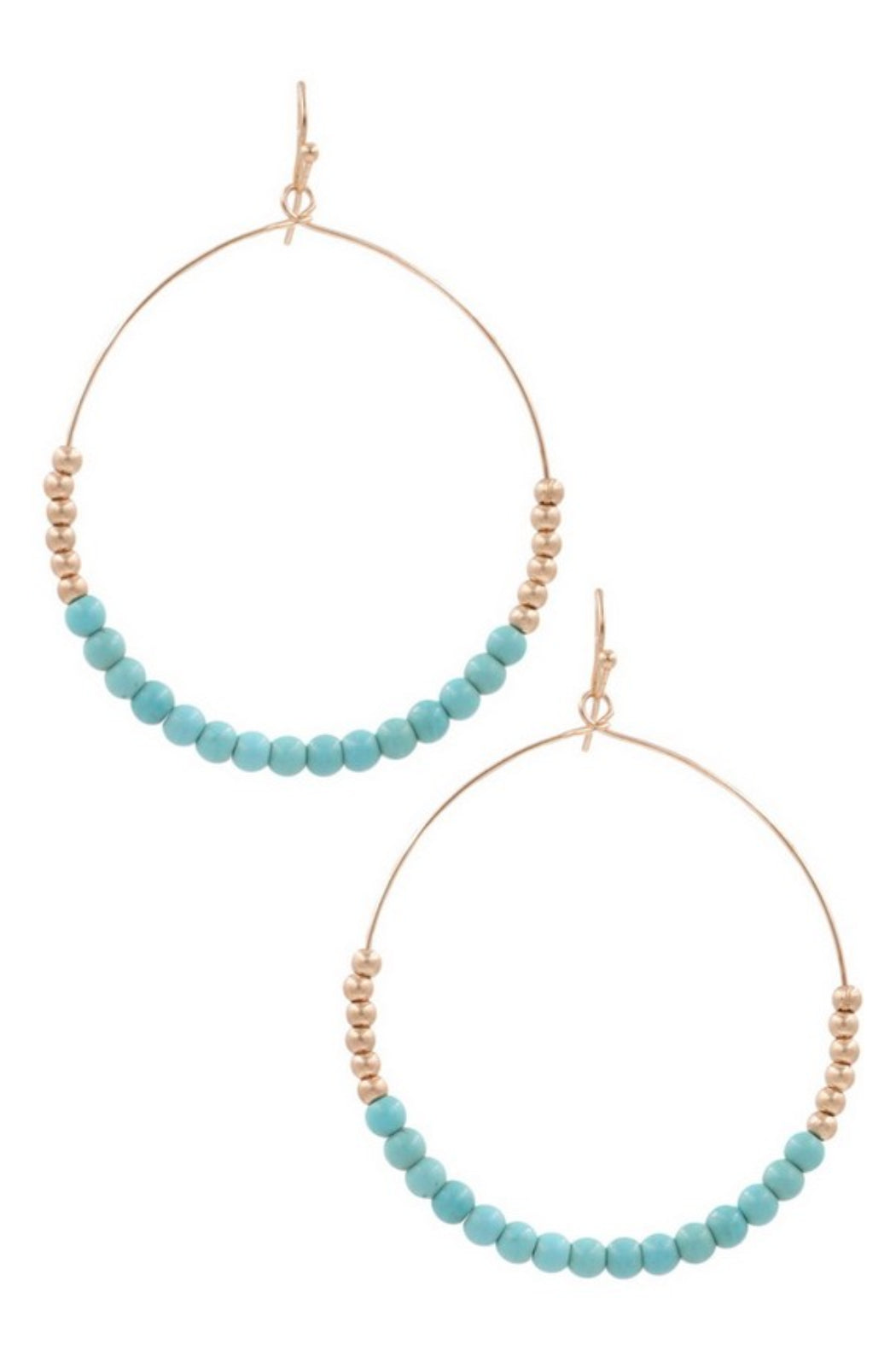 Stone Bead Hoop Earrings