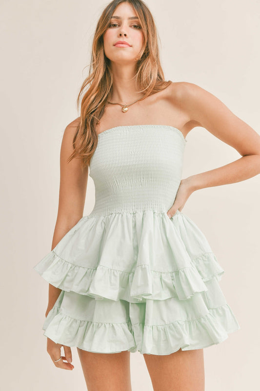 Strapless Ruffle Mini Dress